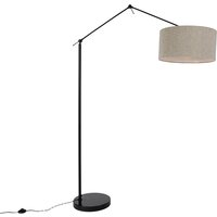 Vloerlamp zwart met boucle kap grijs 50 cm verstelbaar - Editor