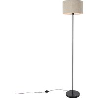 Vloerlamp zwart met boucle kap taupe 35 cm - Simplo