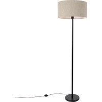 Vloerlamp zwart met boucle kap taupe 50 cm - Simplo