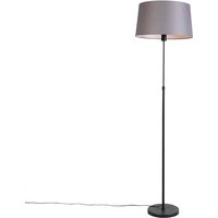 Vloerlamp zwart met donkergrijze linnen kap 45 cm - Parte