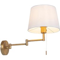 Wandlamp brons met witte kap en verstelbare arm - Ladas Deluxe