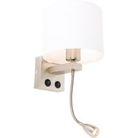 Wandlamp staal met flexarm en kap wit 18 cm - Brescia Combi