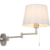 Wandlamp staal met witte kap en verstelbare arm - Ladas Deluxe