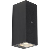 Wandlamp zwart 2-lichts IP44 met licht-donker sensor - Baleno