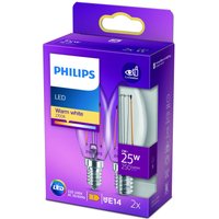 Philips LED kaars filament E14 2W 2.700K 2 per pak