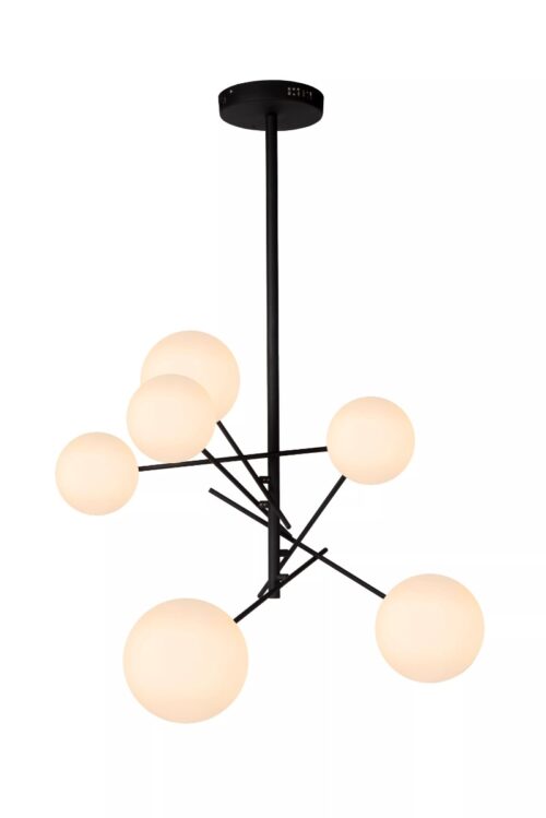 Lucide Alara - hanglamp - Ø 72 x 116 cm - zwart en opaal