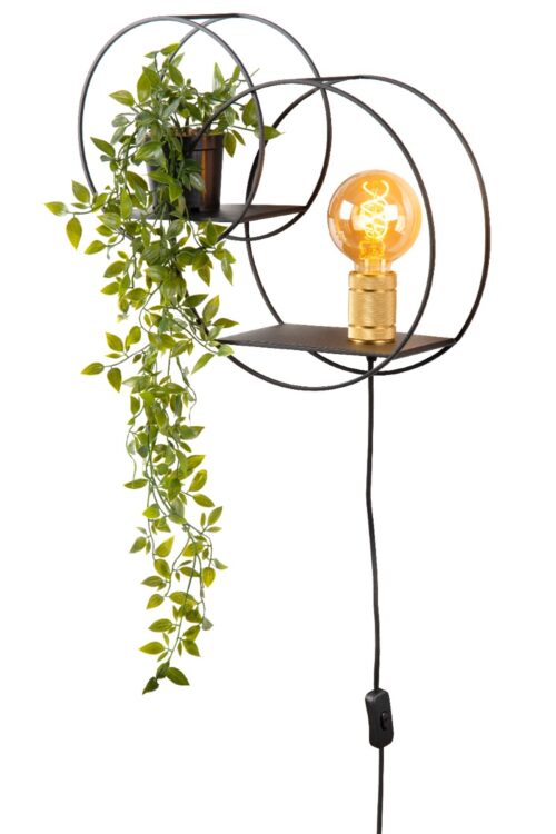 Lucide Circle - wandverlichting - 43 x 14 x 38 cm - zwart en goud