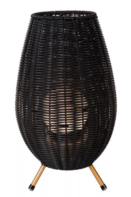Lucide Colin - oplaadbare tafellamp buiten - Ø 22 x 36 cm - 3 stap dimmer - 3W dimbare LED incl. - IP44 - zwart