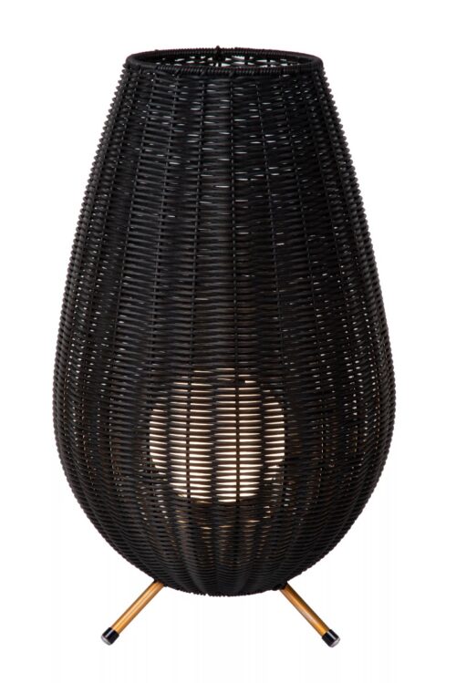 Lucide Colin - oplaadbare tafellamp buiten - Ø 30 x 50 cm - 3 stap dimmer - 3W dimbare LED incl. - IP44 - zwart
