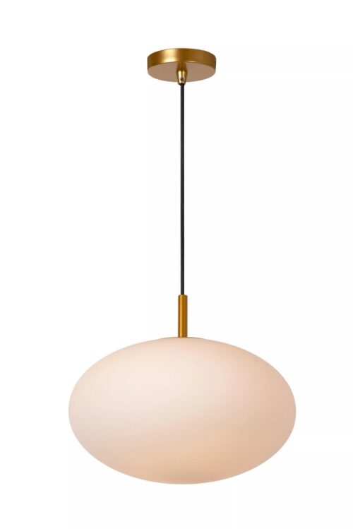 Lucide Elysee - hanglamp - Ø 30 x 150 cm - goud en opaal