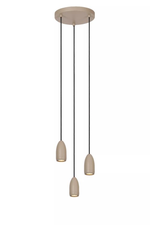 Lucide Evora 3L - hanglamp - Ø 25 x 150 cm - taupe