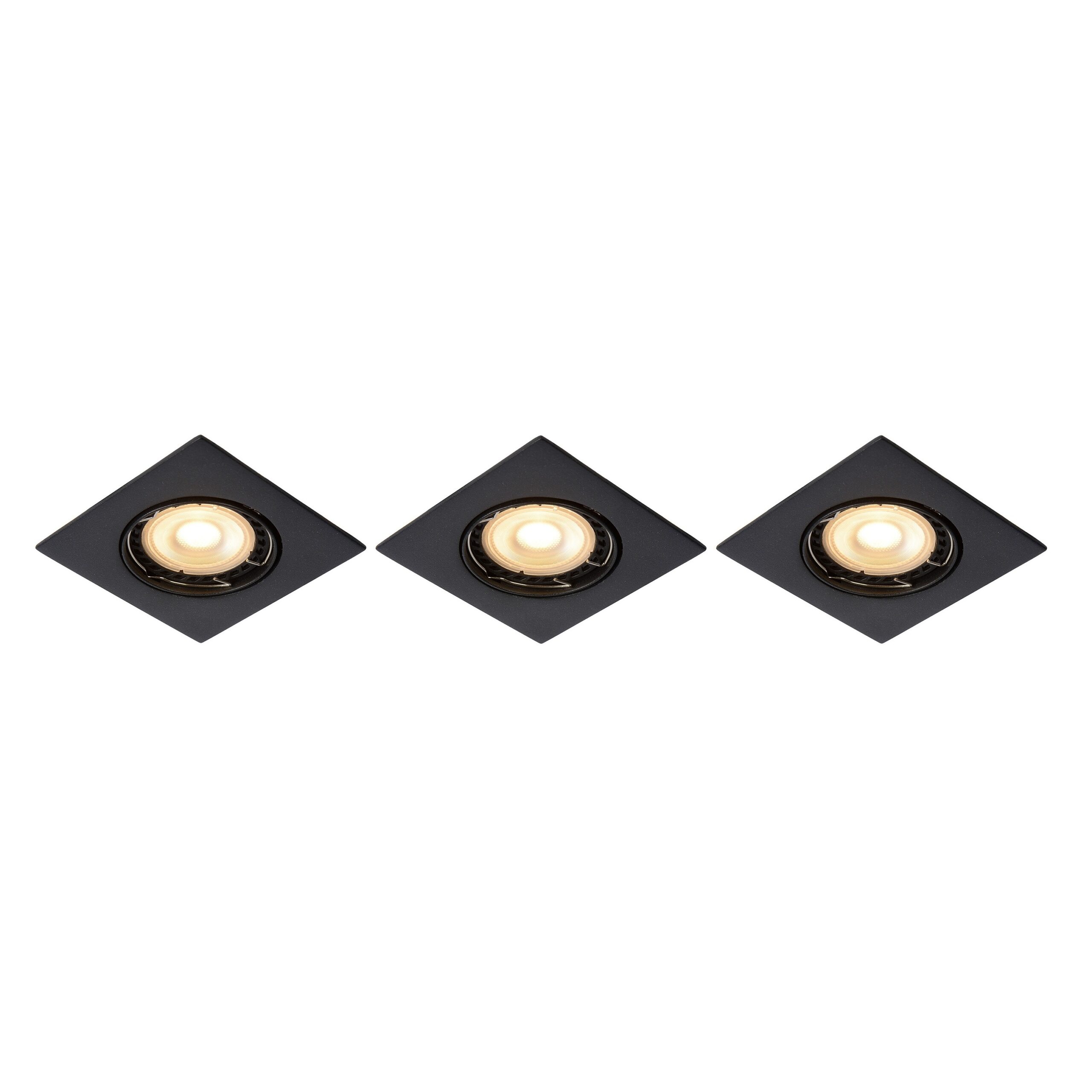 Lucide Focus - set van 3 inbouwspots - 80 x 80 mm