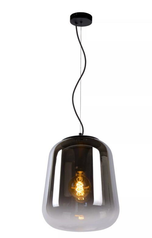 Lucide Glorio - hanglamp - Ø 32 x 170 cm - zwart/titanium glas
