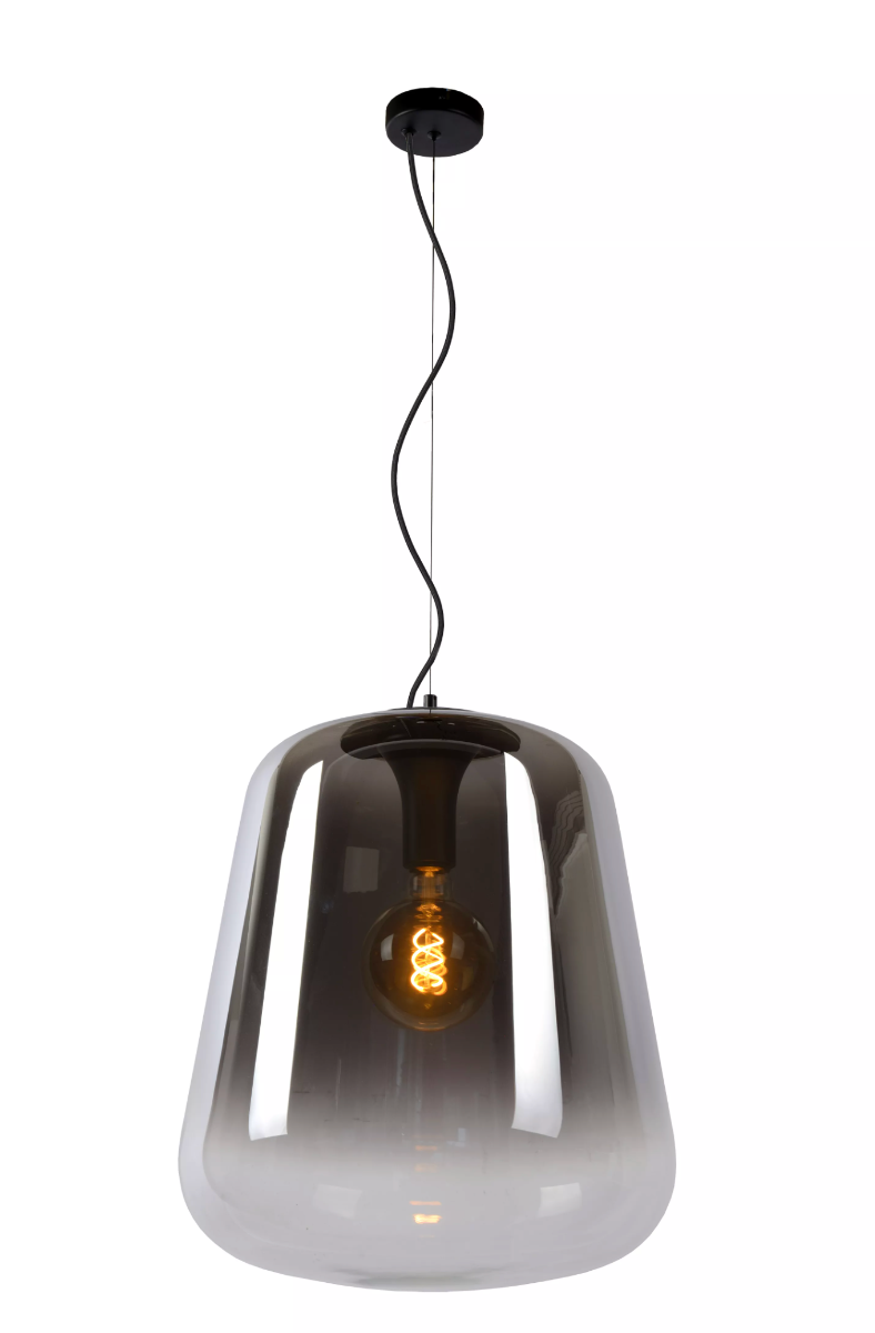 Lucide Glorio - hanglamp - Ø 45 x 200 cm - zwart/titanium glas