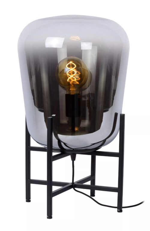Lucide Glorio - tafellamp - Ø 32 x 55 cm - zwart/titanium glas