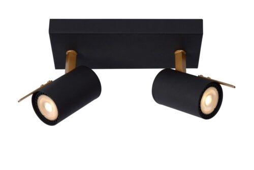 Lucide Grony - opbouwspot - 22 x 10 x 15 cm - 2 x 5W dimbare LED incl. - zwart