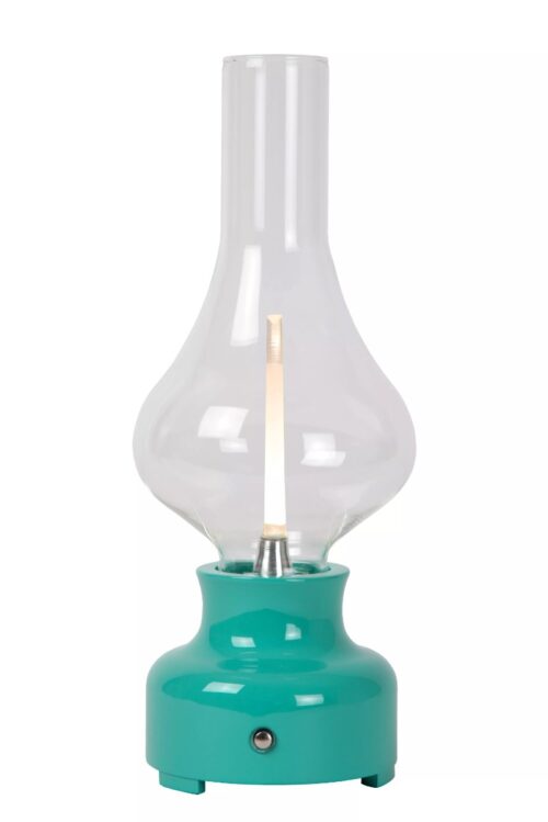 Lucide Jason - Oplaadbare Tafellamp - Ø 12 x 30 cm - 2W dimbare LED incl. - 3 steps dim - Turkoois