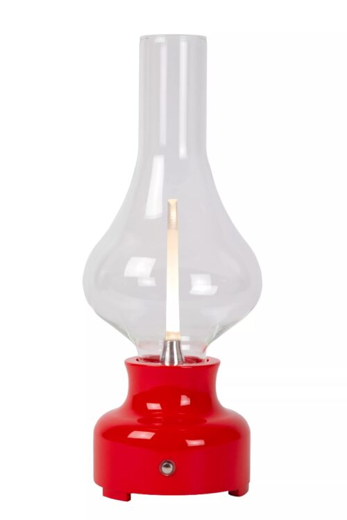 Lucide Jason - Oplaadbare Tafellamp - Ø 12 x 30 cm - 2W dimbare LED incl. - 3 steps dim - rood