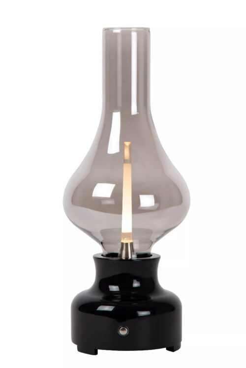 Lucide Jason - Oplaadbare Tafellamp - Ø 12 x 30 cm - 2W dimbare LED incl. - 3 steps dim - zwart