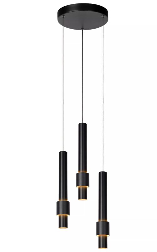 Lucide Margary - hanglamp - Ø 28 x 169 cm - 3 x 4W dimbare LED incl. - zwart