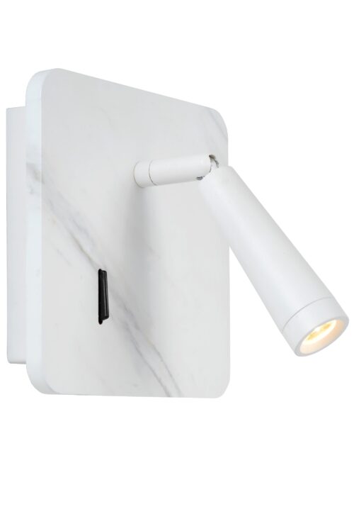 Lucide Oregon - bedlamp met usb poort - 15 x 15 x 9 cm - 3W LED incl. - wit