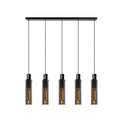 Lucide Orlando - hanglamp - 112 x 10 x 172 cm - rookgrijs en zwart