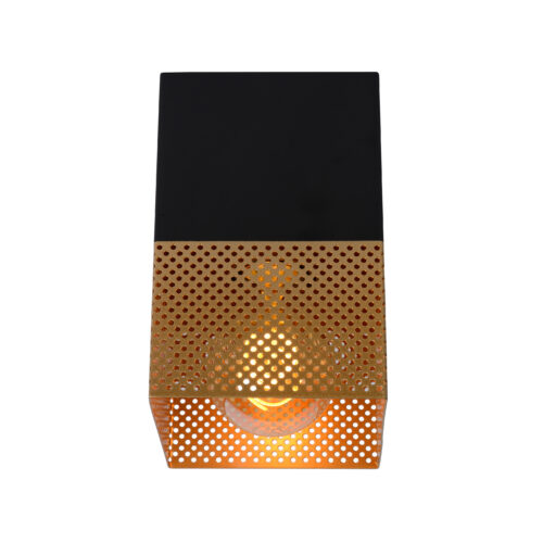 Lucide Renate - plafondverlichting - 10 x 10 x 16 cm - zwart en mat goud