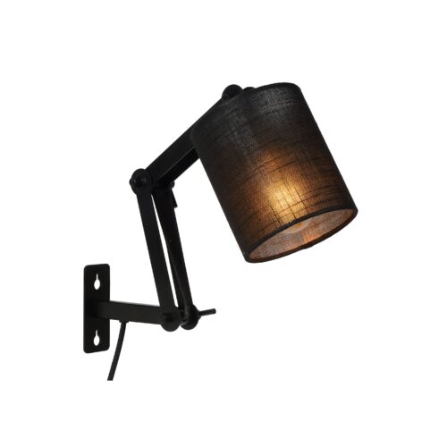 Lucide Tampa - wandverlichting met schakelaar - 12 x 12 x 58 cm - zwart