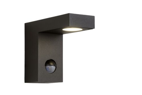 Lucide Texas - buiten wandverlichting met bewegingsdetector - 6 x 15 x 12 cm - 6W LED incl. - IP54 - antraciet