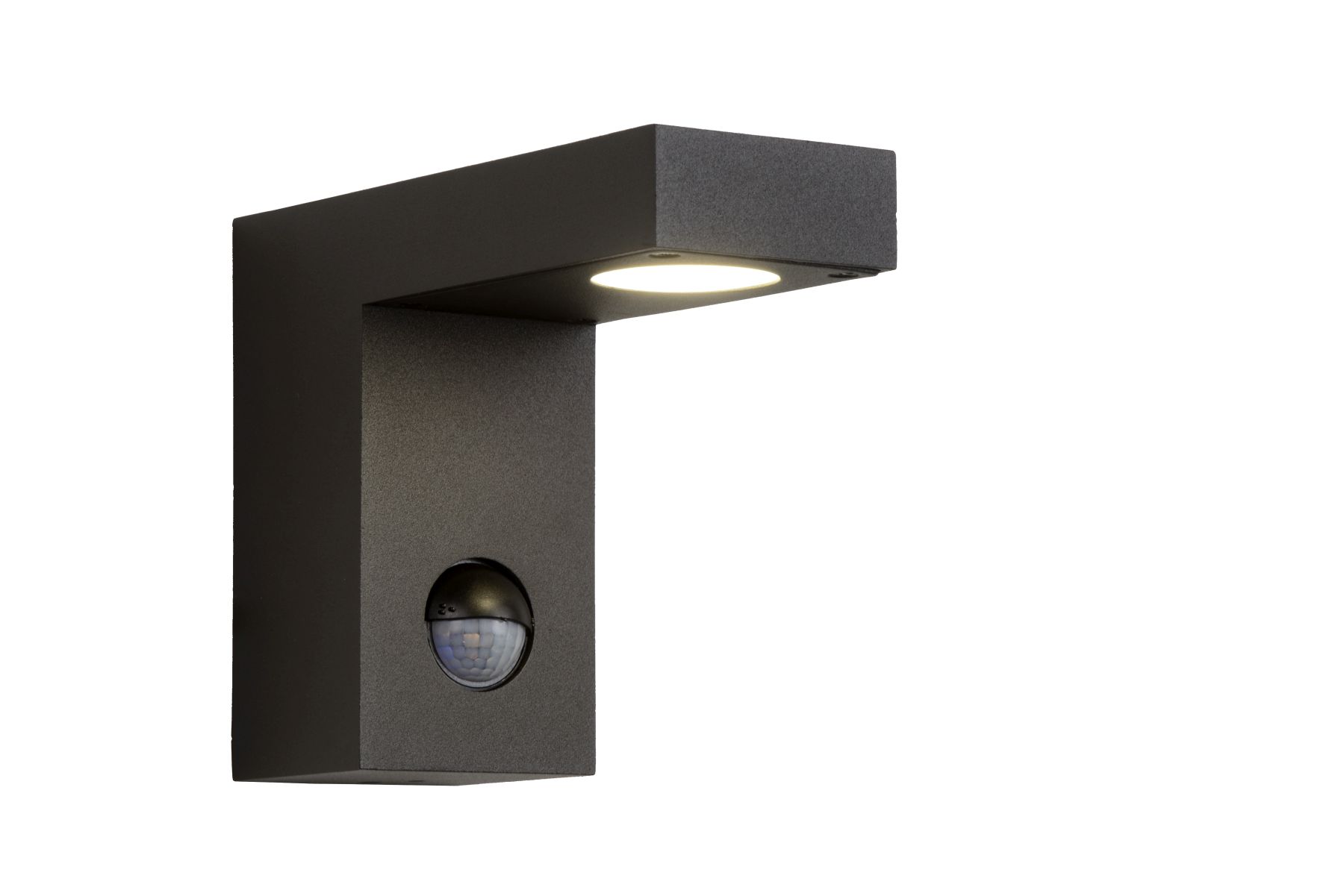 Lucide Texas - buiten wandverlichting met bewegingsdetector - 6 x 15 x 12 cm - 6W LED incl. - IP54 - antraciet