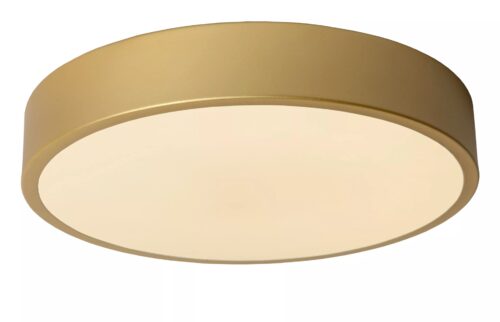 Lucide Unar - plafondverlichting - Ø 30 x 5 cm - 18W dimbare LED incl. - 3 stappen dimmer - mat goud