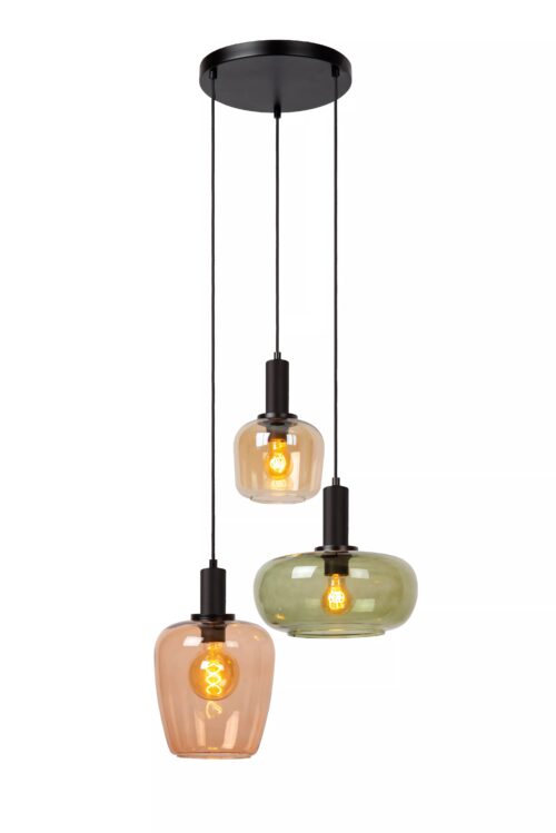 Lucide Ilona - hanglamp - Ø 51 x 174 cm - zwart en multicolour