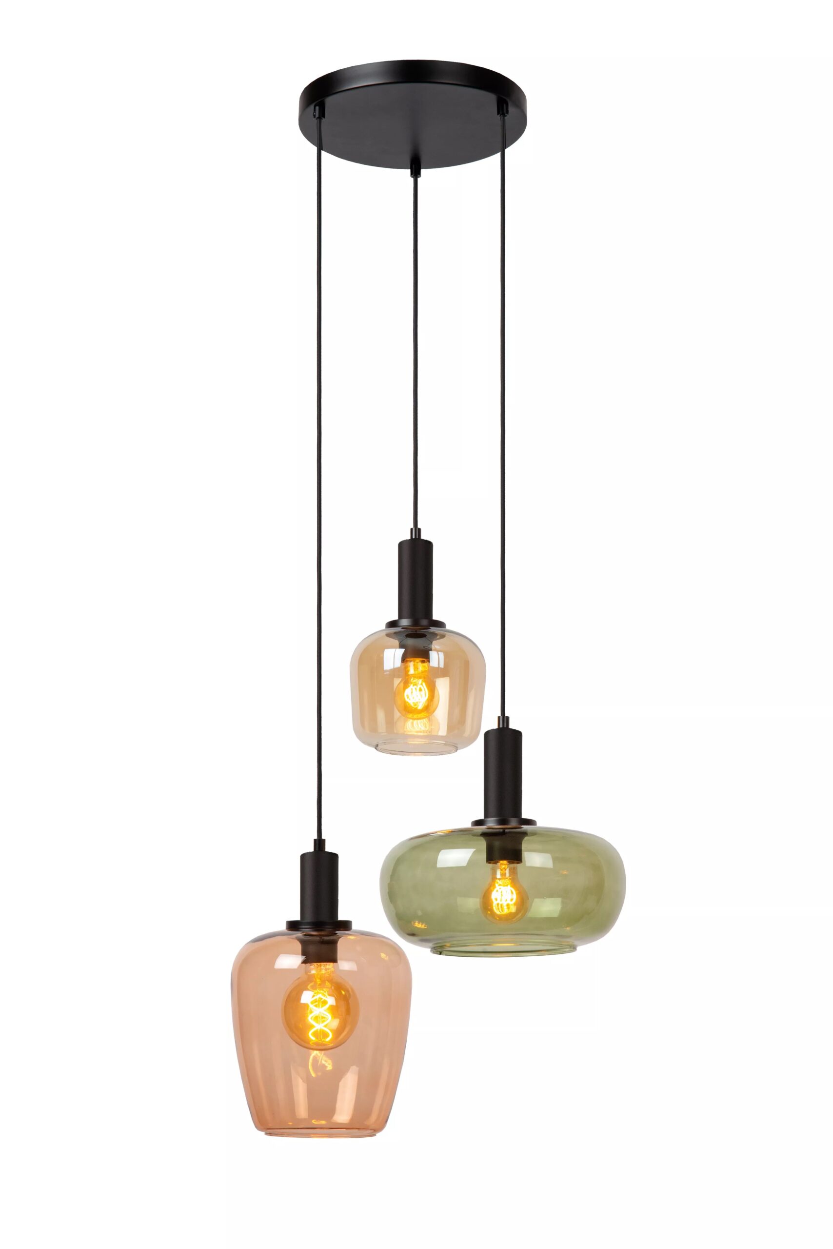 Lucide Ilona - hanglamp - Ø 51 x 174 cm - zwart en multicolour