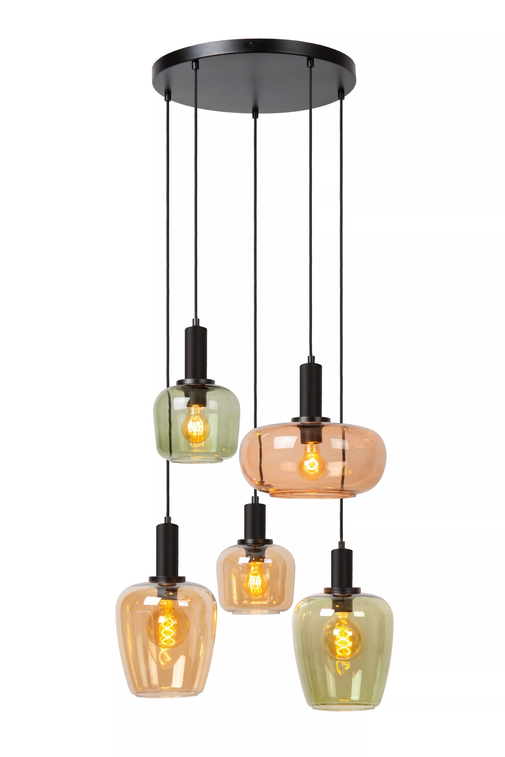 Lucide Ilona - hanglamp - Ø 65 x 174 cm - zwart en multicolour
